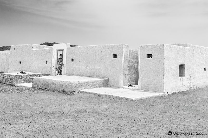 Rural habitation of Thar Desert comprising traditional mud houses in Netsi village, Jaisalmer District, Rajasthan, India